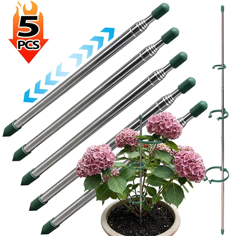 Gardening Tools Green - 5/1 Pièces Anneaux de Soutien Rétractables