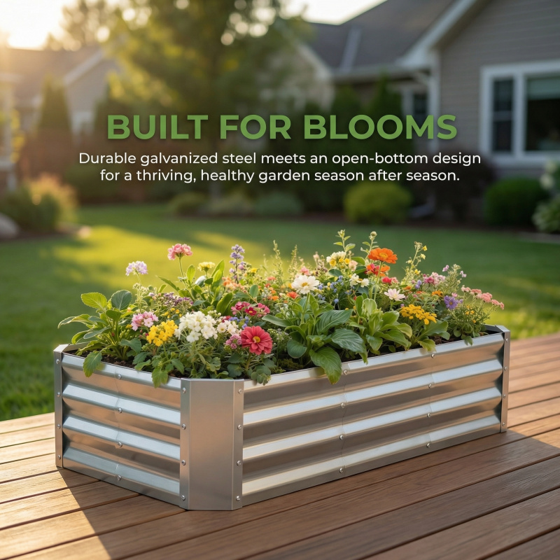Gardening Tools Box - Grand kit de jardinière galvanisée sans